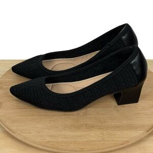 Adrienne Vittadini Faro Black Knit Block Heel Career Pumps Women’s Size 8.5 M